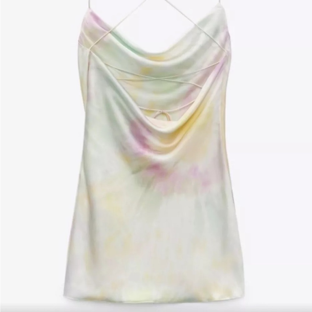 Multi color tie dye Zara backless dress